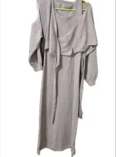 GRL カシュクールリボントップスXロングニットワンピースセットdr323