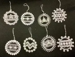 刺繍クリスマスオーナメント8個セット
