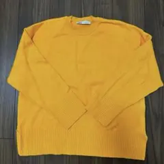 ZARA オレンジニット　L スリット入り　セーター