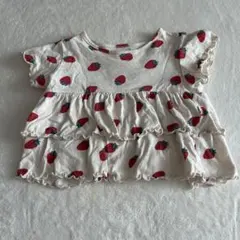 韓国子供服ブランド　Aosta いちご柄フリルTシャツ