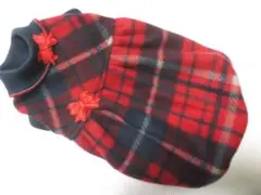 ★胴３６ｃｍ★フリースチェックのバルーン風ワンピース