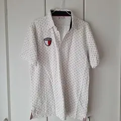 訳あり　ドット柄 ホワイト ポロシャツ XLサイズ