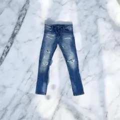 SMOKE RISEダメージデニムスキニー Y2Kストリートusラッパーdripのサムネイル