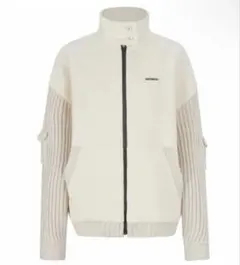 andwang Classic Fleece Knit Zip Up Ivory