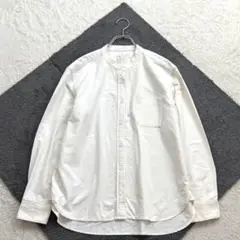 無印良品【M】白 シャツ スタンドカラー 長袖 春秋 シンプル カジュアル