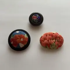 和柄 布製ブローチ 3点セット ハンドメイド