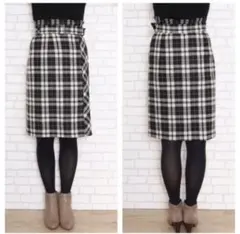 【新品未使用タグ付き】ファビュラスアンジェラ　ウールチェックタイトスカート　M