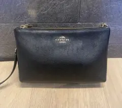 【美品】COACHコーチ ショルダーバッグ レザー ダブルジップ レイラ 黒