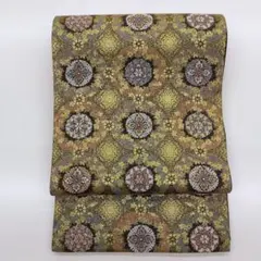 橋本テル織物　袋帯　金唐革　豚革　切嵌　絹　着物　和装 橋本テル織物袋帯金唐革豚革切嵌絹着物和装