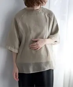オーガンジードッキングTシャツ　Laulea she's closet シアー