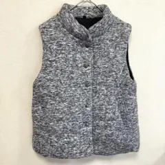 Tmparty ボタン付き 中綿入り ニットベスト 杢グレー M