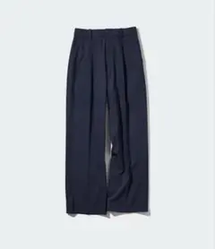 UNIQLO タックワイドパンツ ダークネイビー ストライプ