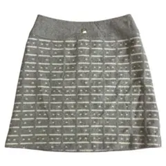 courreges クレージュ ロゴ プレート 総柄 ウール タイト スカートのサムネイル
