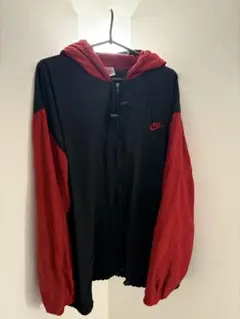 ナイキ 90's銀タグ フルジップナイロンフーディ 黒赤シカゴ JDI刺繍 M