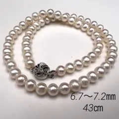 本真珠　6.7〜7.2㎜　43㎝　パールネックレス　シルバークラスプ