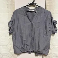 BEAMS HEART スキッパー ストライプ 半袖ブラウス