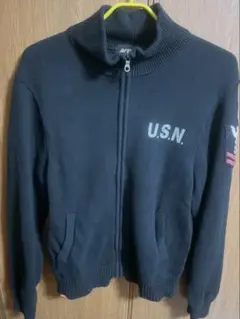 AVIREX NAVAL STAND COLLAR ZIP KNIT Ｍ
