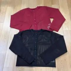 ♡しまむら♡ メッシュカーディガン M 2枚セット ブラック &レッド