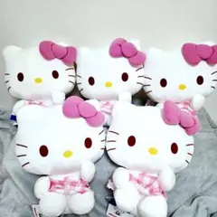 5体セット　ハローキティLLぬいぐるみピンクチェックver.　まとめ売り