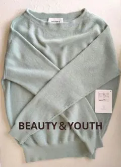 BEAUTY&YOUTH カシミア混コットン ニットセーター セージグリーン