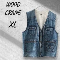 WOOD CRANE メンズ デニムベスト フリース裏地 カジュアル LL