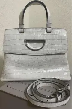 サマンサタバサ クロコダイル ハンドバック バッグ ホワイト 白 牛革