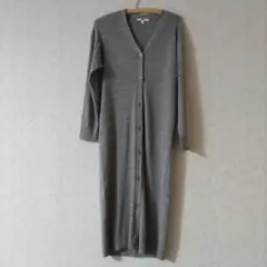 UNIQLO　ユニクロ　グレー　ロングカーディガン　サイズL リブ　Vネック