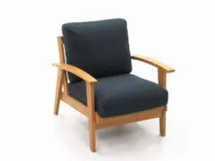 アンティーク 一人掛け レトロ ソファ 張替済み 古家具 青グレー
