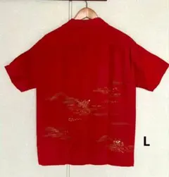 着物リメイク アロハシャツ メンズL 正絹 シルク100% 和柄 kimono