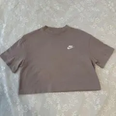 【NIKE】ナイキ ショート丈 刺繍ロゴ Tシャツ L ピンクベージュ 訳ありのサムネイル
