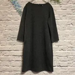 【超美品】ユニクロ カットソー ワンピース ダークグレー 7分袖 S
