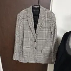 ZARA BASIC チェック柄 肩パッド付きテーラードジャケット M