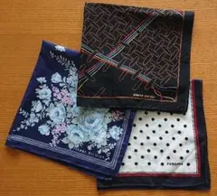 中古 ブランドハンカチ 3枚  ピエールカルダン・ピエールバルマン・レノマ