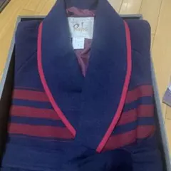 Rope ネイビー/レッド ストライプ バスローブ