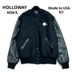 HOLLOWAY ホロウェイ ブラック ウール レザー スタジャン L USA製のサムネイル