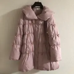 希少カラー✨美品 PECA ダウンコート 女優襟 リボンベルト 大きい 