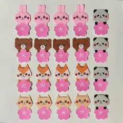 [桜と動物20個] ハンドメイド 折り紙 壁面飾り 春 ロゼット 卒園 入学
