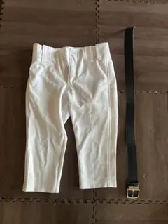 【中古】ホワイト 練習用パンツ 140 【新品】黒ベルトセット