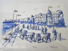 フランス ニース 水彩画 原画 プロムナードデザングレ ネグレスコ