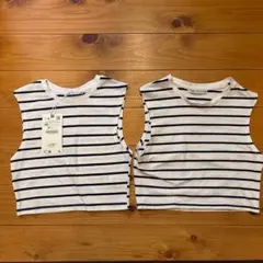 ZARA ボーダー タンクトップ XSサイズ　Sサイズ　ショート丈　2セットのサムネイル