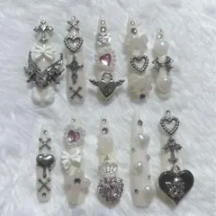 ❤︎ 乳白色 天使ゴテゴテ 地雷 量産型 ネイルチップ ❤︎