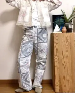 テーブルクロス　リメイク　レースパンツ　シースルーのサムネイル
