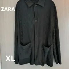 【美品】ZARA ザラ プリーツ シャツジャケット ブラック XLのサムネイル
