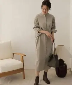 URBAN RESEARCH DOORS スタンドカラーコーデュロイワンピース