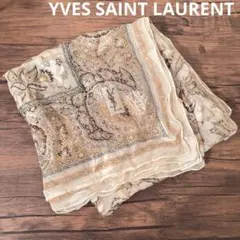 イヴサンローラン YSL 大判シルクスカーフ ペイズリー柄 約108×105cm