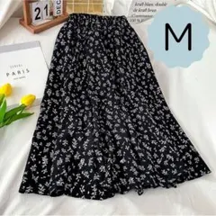 スカート ミドル丈 膝下 ハイウエスト 黒 キレイ 春 夏 韓国 レディース