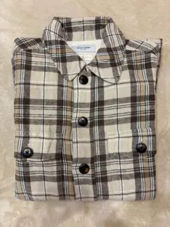 BACK NUMBER チェック柄ネルシャツ ベージュ/ブラウン