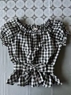 ★良品★メゾピアノ＊ベルト付き＊ギンガムチェック柄＊ブラウス＊150㎝