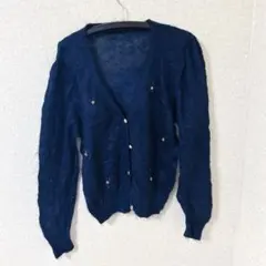 一点もの★ネイビー ボタン付き カーディガン カジュアル レディース