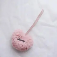 FURFUR ノベルティ ハート ロゴ入り ファー バッグチャーム ピンク
